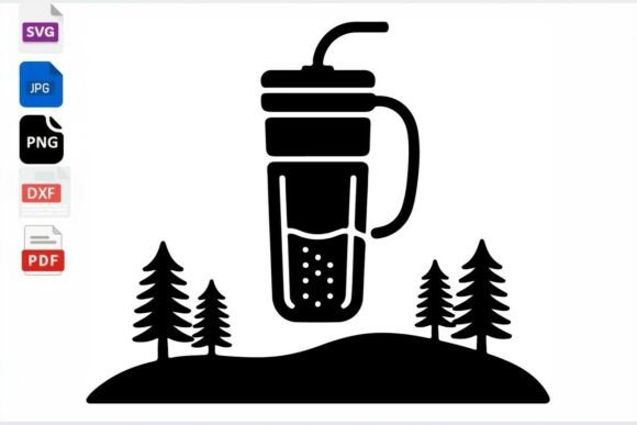Camping Tumbler SVG Trees Drink Clipart