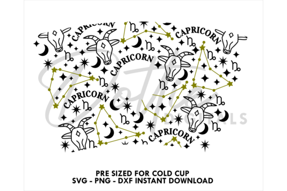 Capricorn Zodiac Cold Cup SVG 24oz