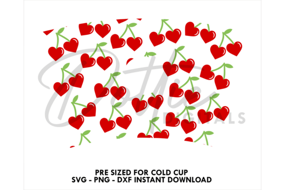 Cherry Hearts Cold Cup SVG 24oz