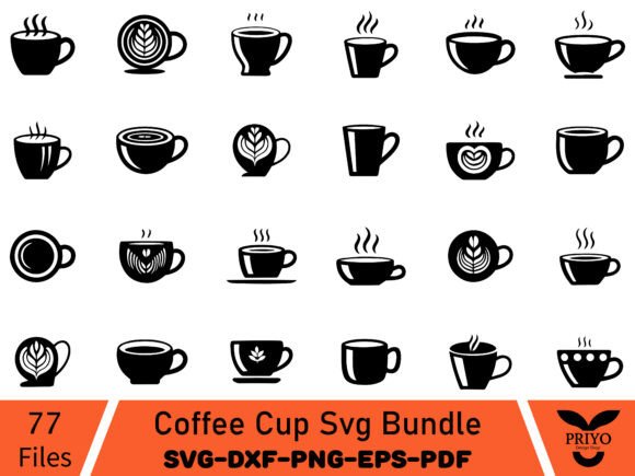 Coffee Cup Svg Bundle for Embroidery Projects