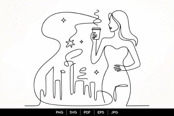 Coffee Lover Woman Line Art SVG Review