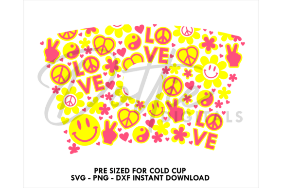 Hippy Vibes Cold Cup SVG 24oz