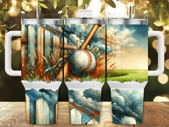 Rustic Fence Field Baseball Tumbler Wrap