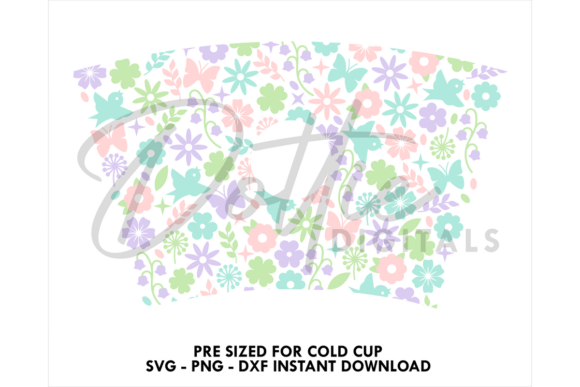 Spring Time Flowers Cold Cup SVG